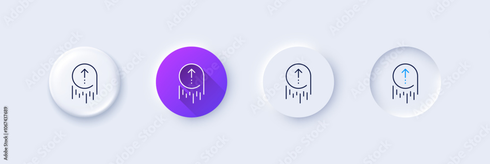 Poster swipe up line icon. neumorphic, purple gradient, 3d pin buttons. scrolling arrow sign. landing page 