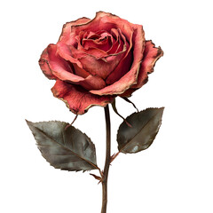 Vibrant red rose against a clean white background with a dramatic close-up view