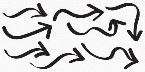 Hand drawn vector arrows doodle set on white background. design element vector illustration. eps 10.