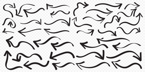 Hand drawn vector arrows doodle set on white background. design element vector illustration. eps 10.