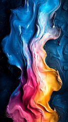 Abstract background of paint stains of different colors. 
 Blue. Scarlet. Yellow. White, Blue, Orange. Vertical. Phone screensaver. Raster. Vertical. Raster. 