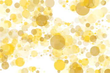 Light yellow, Golden bokeh background. Scalable vector illustration. Pattern with circles of different scale and transparency with overlap. Easy background for banners, web pages, ads, Wallpapers