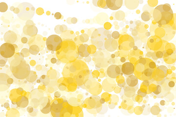 Light yellow, Golden bokeh background. Scalable vector illustration. Pattern with circles of different scale and transparency with overlap. Easy background for banners, web pages, ads, Wallpapers