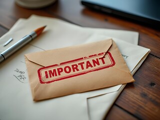 Brown envelope with a red important stamp