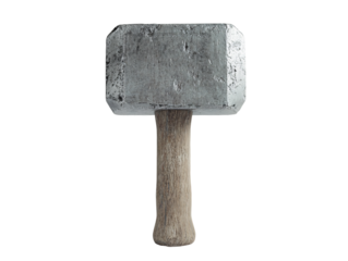 a large metal hammer with a wooden handle