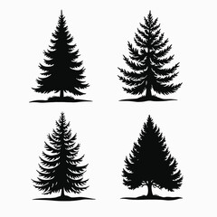 Obraz premium four black silhouettes of different types of trees