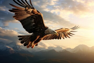 Obraz premium Flying eagle vulture animal bird.