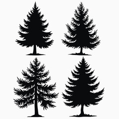 Obraz premium four black silhouettes of different types of trees