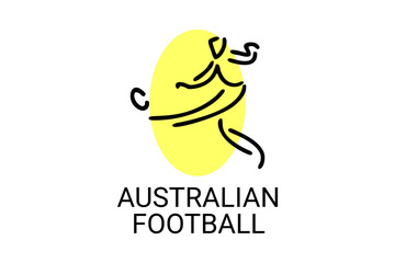 Australian rules football sport vector simple icon. playing Australian football. sport pictogram, vector illustration.
