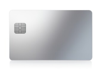 Silver credit card white background electronics technology.