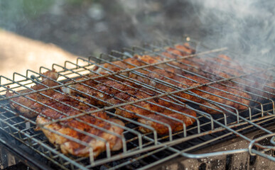 Top view of Mexican style chicken barbecue.