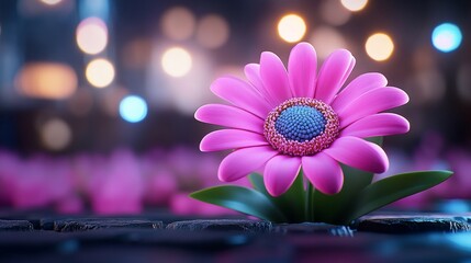 Fototapeta premium Pink Flower with Bokeh Lights Nature Blossom Bloom Floral Spring Summer Garden Beauty Soft Focus