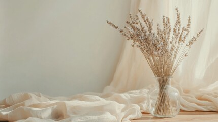 Serene Dried Flowers in Simple Glass Vase