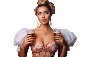 beautiful girl oktoberfest waitress with a glass of beer