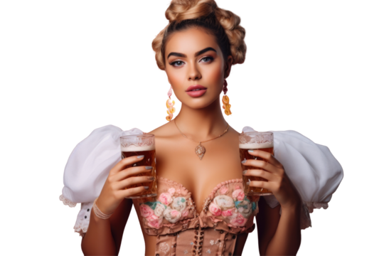 beautiful girl oktoberfest waitress with a glass of beer