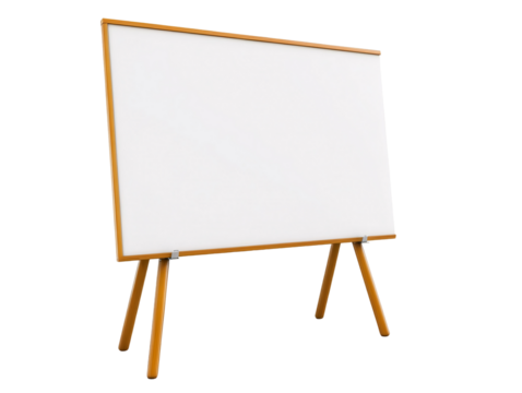 a white board with wooden legs