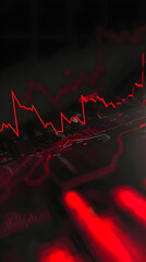 Fototapeta premium dark red and black graph illustrating economic downturn. generative ai