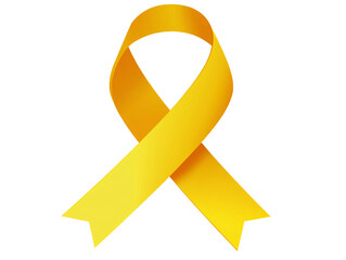 a yellow ribbon on a white background