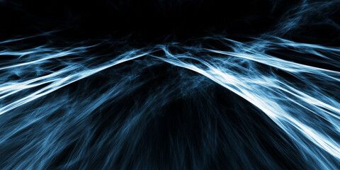 Abstract blue lines on black background, a digital art design.
