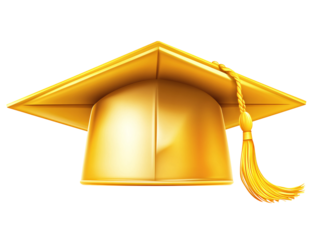a gold graduation cap with a tassel