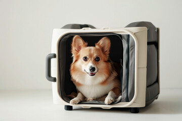 dog in his carrier bag