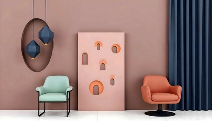 modern living room 3D rendering 