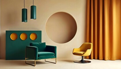 modern living room 3D rendering