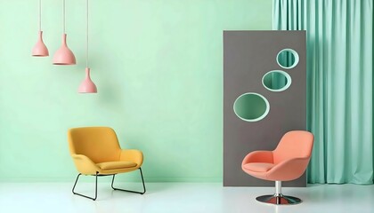 interior design of living room 3D rendering