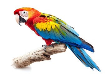 Obraz premium Colorful Harlequin Macaw aviary, back profile, isolated on white 