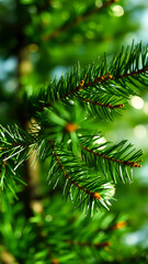 Obraz premium lush pine branch a forest setting