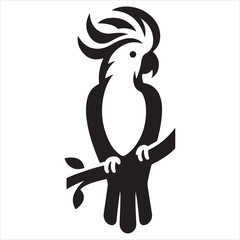 Black color silhouette 6 Cockatiel parrot face graphic icon clipart symbol