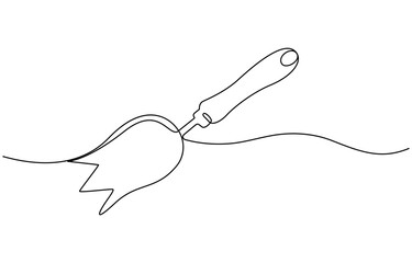 Garden Trowel Single Continuous Line Drawing