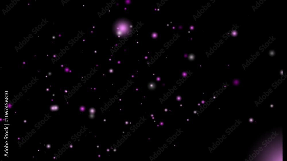 Poster glowing white and pink faded orb-like particles floating in light streaks, creating a high-definitio