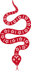 Chinese New Year Snake Zodiac Sign vector.
Red Snake paper cut for Chinese New Year svg.
Transparent Background .
