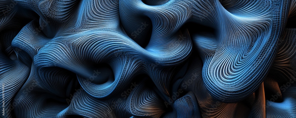 Poster Abstract blue and orange wavy pattern creating a stunning visual effect