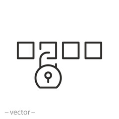 push code verification, 2fa authentication icon, security password, thin line vector illustration