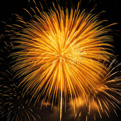 Obraz premium Bright yellow fireworks exploding in chaotic patterns, giving a fairy tale mood