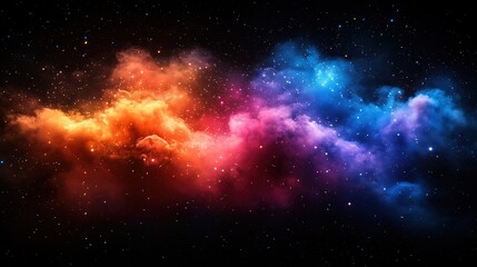 Naklejka premium A vibrant cosmic scene featuring a colorful galaxy with clouds of dust and gas