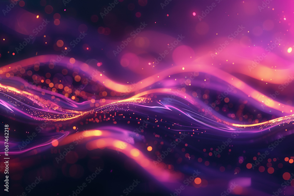 Poster light glares with a spectral gradient on a dark background. abstract neon digital lines in dark spac