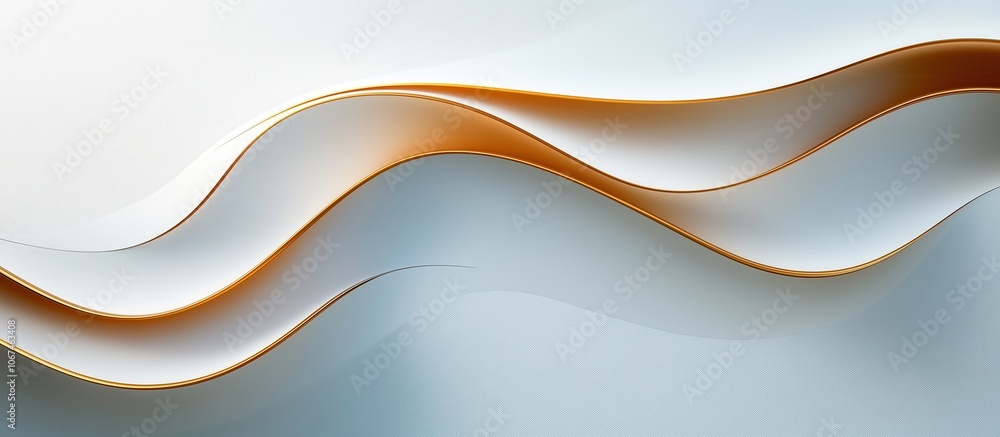 Poster ribbon with a gold and white wave pattern is displayed. the ribbon is long and has a shiny, metallic