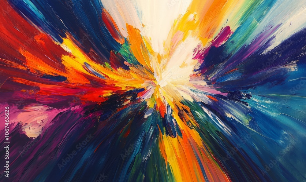 Poster dynamic light rays create a vibrant burst of color, showcasing energetic motion in a visually striki