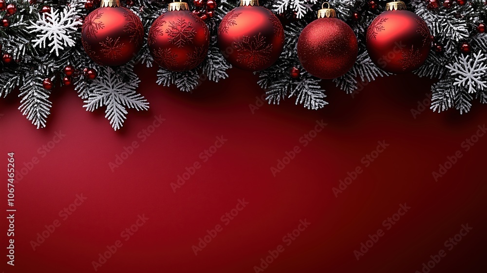 Aufkleber red background with a bunch of red christmas ornaments. the ornaments are arranged in a row and are 