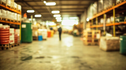 Busy agricultural warehouse filled with supplies and activity during peak hours