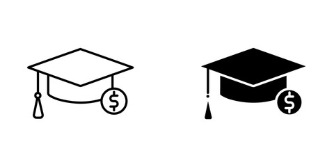 Education cost icon. filled and line stroke icons