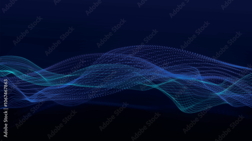 Aufkleber futuristic point wave of particles. visualization of sound waves. dark background. technology or sci