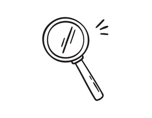 Magnifying glass hand drawn doodle icon. Search concept loupe vector illustration © Yanka