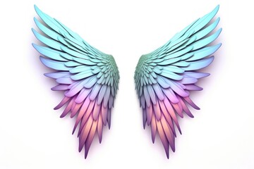 Obraz premium Bird wings iridescent accessory white background.