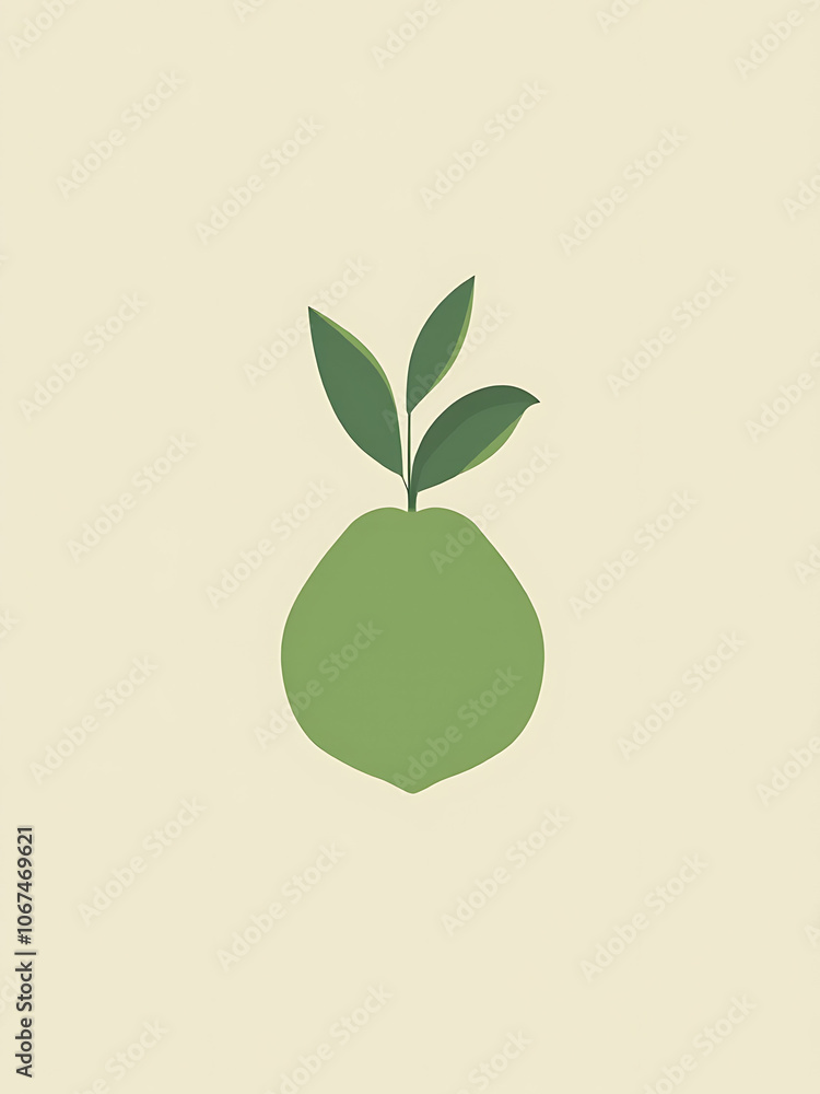 Aufkleber A minimalist vegan logo in flat design style made from a single line vector shape for modern branding and web use purposes