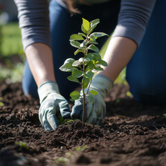 person planting a plant