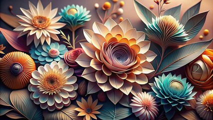 Minimalist Paper Flower Craft Photography, Abstract Floral Art, Elegant Paper Flowers